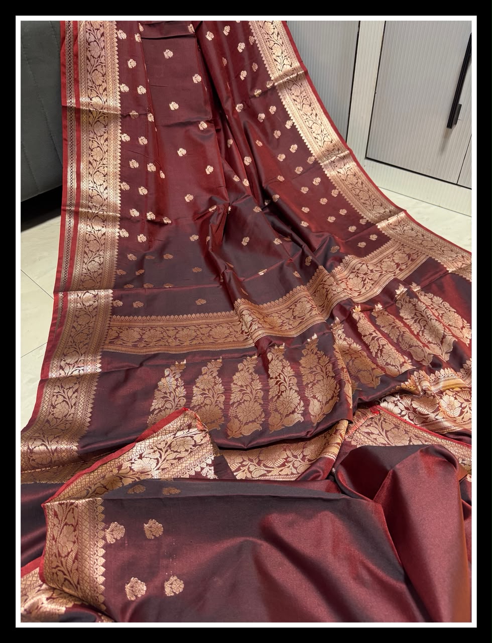 Maroon Mashru Katan  skat soft silk sarees